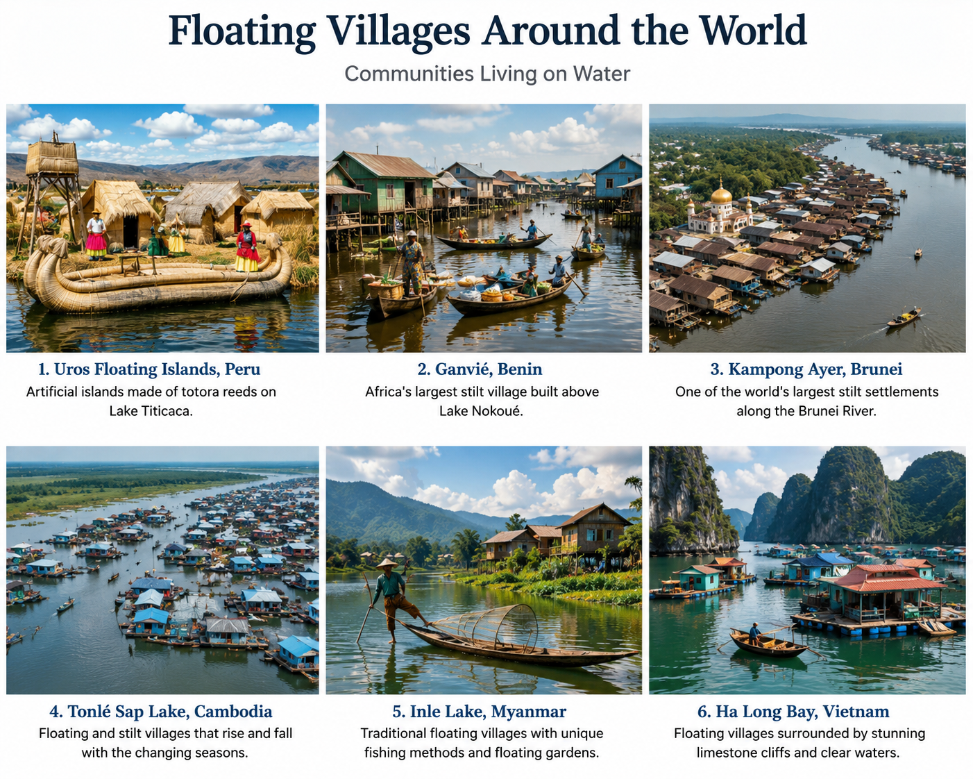Floating villages around the world showcasing communities living on water