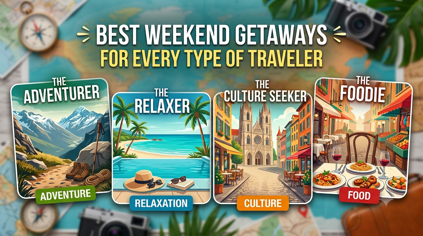 Best Weekend Getaways for every type of traveler, including adventure, relaxation, culture, and food experiences.