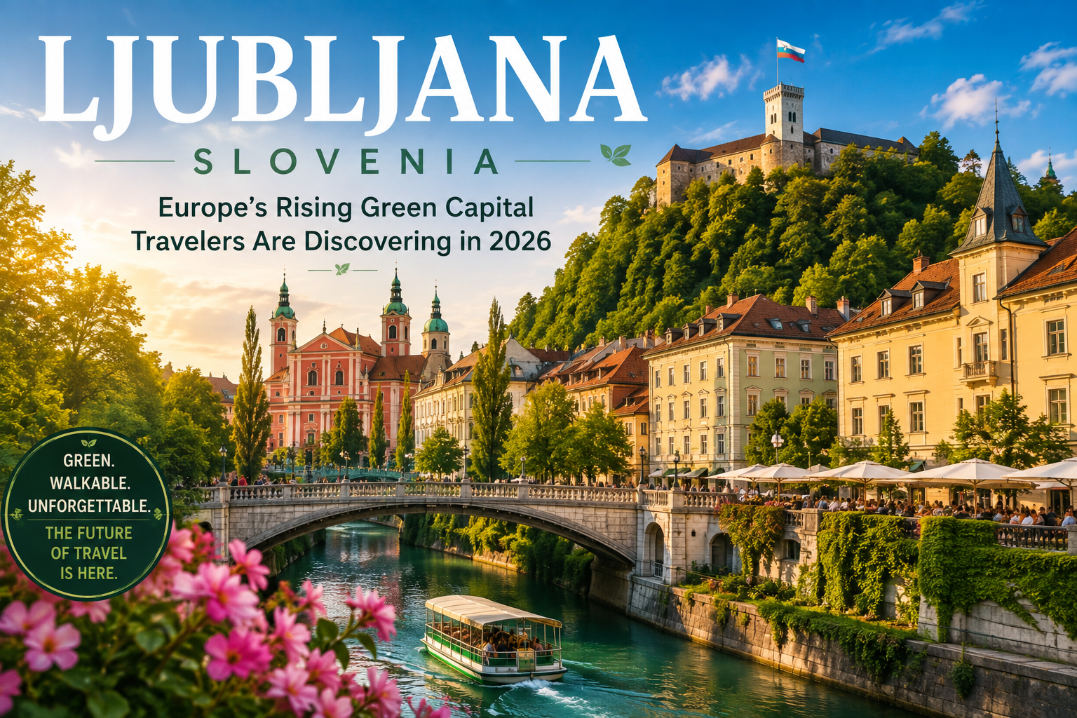 Ljubljana Old Town and Ljubljanica River in Slovenia