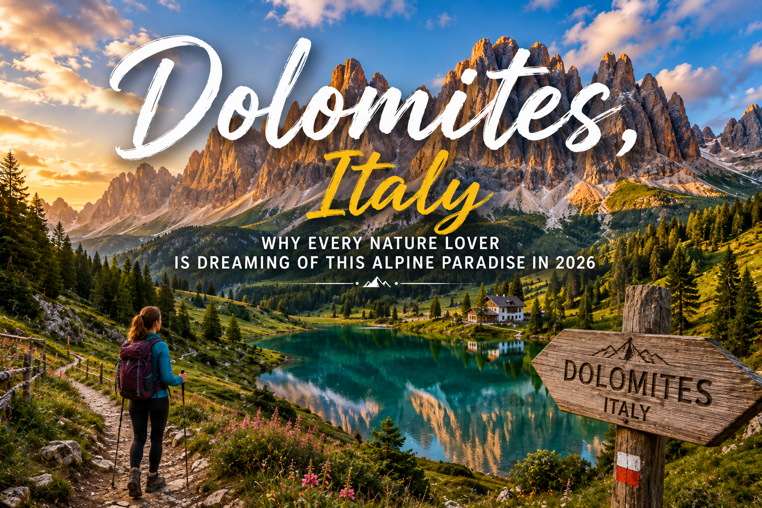 Dolomites travel guide showing Tre Cime di Lavaredo at sunrise