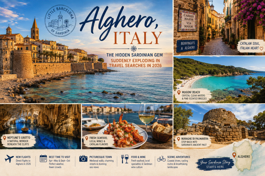 Alghero old town Sardinia with Mediterranean sea views