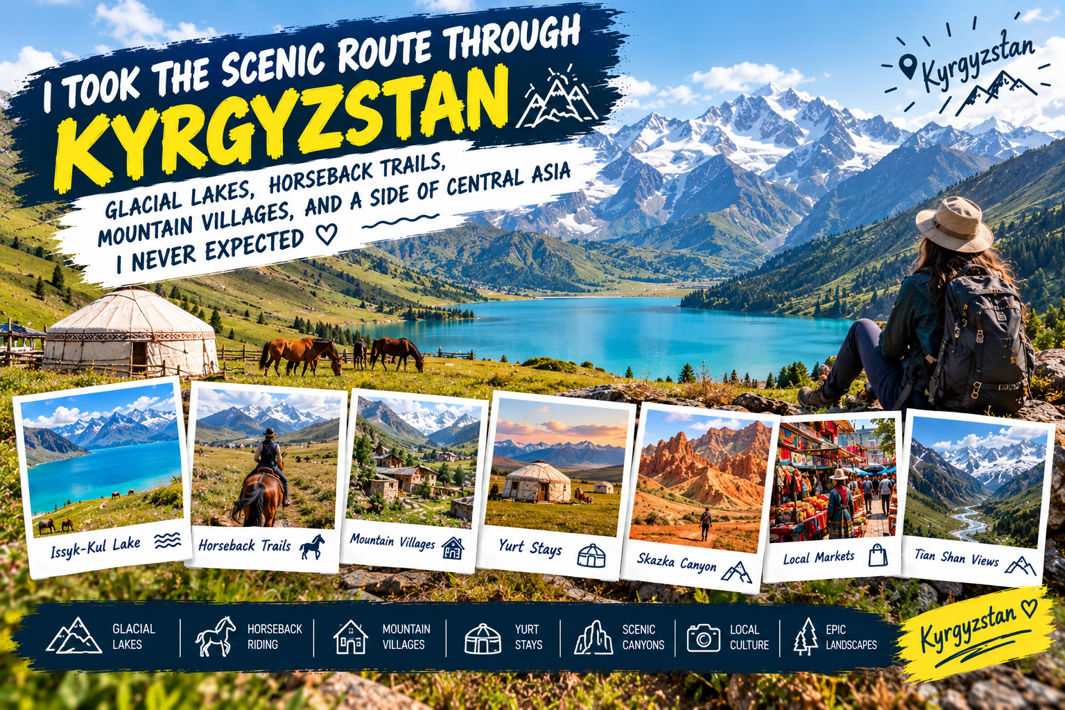 Kyrgyzstan travel through the mountains and glacial lakes