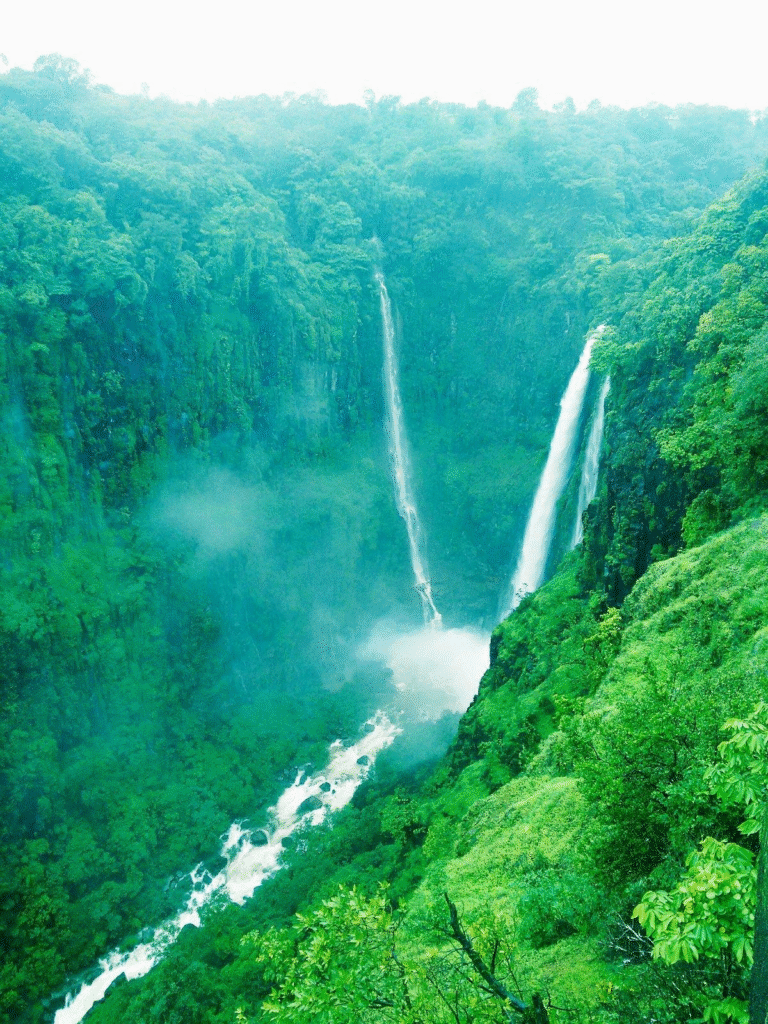 Thoseghar Waterfall flowing during the Maharashtra monsoon
