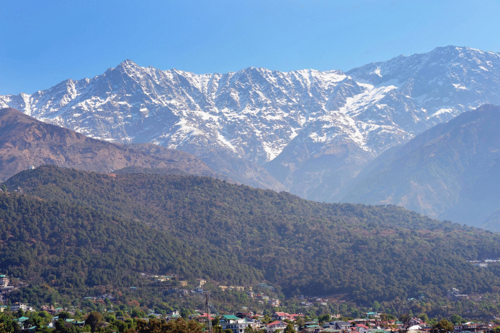 View of snow-capped Dhauladhar mountains from McLeod Ganj, Dharamshala