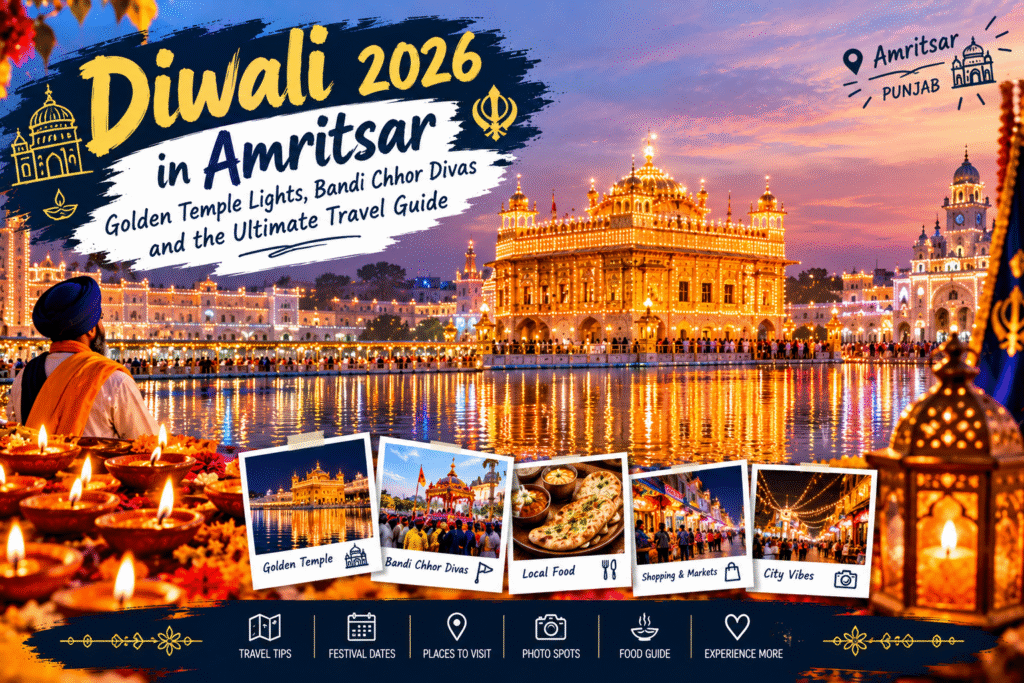 The illuminated Golden Temple reflected in the sacred pool during Diwali in Amritsar