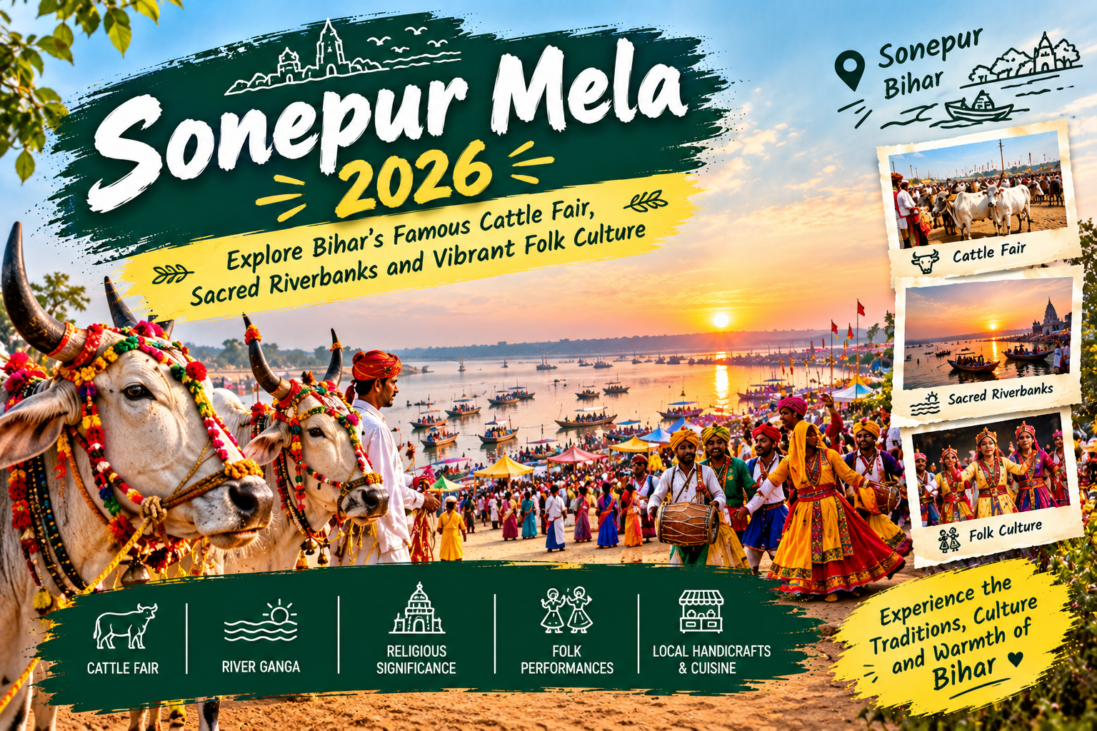 Visitors exploring the colourful traditional market and cultural fairgrounds at Sonepur Mela in Bihar